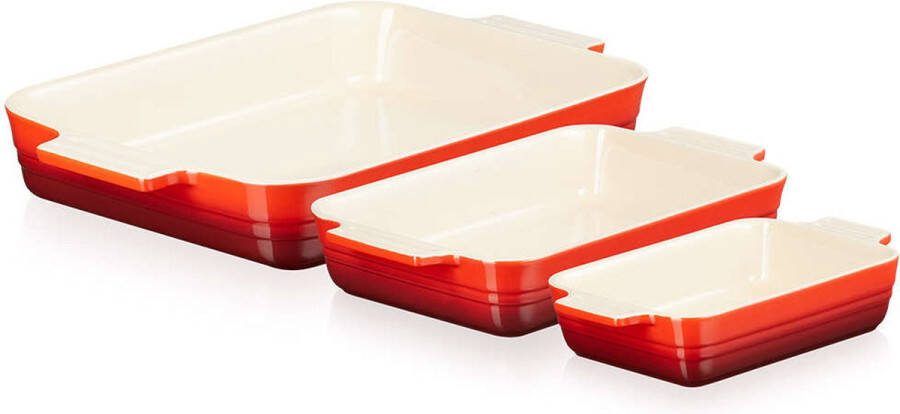 Le Creuset Ovenschaal Classic Kersenrood Set van 3 Stuks