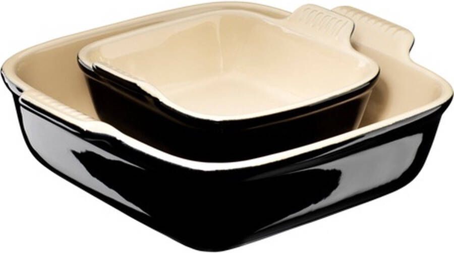 Le Creuset Ovenschaal Heritage Vierkant Zwart Set van 2 stuks