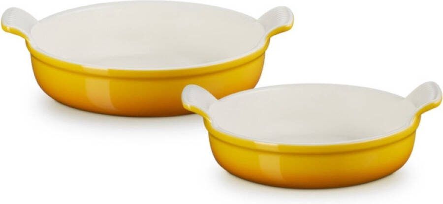 Le Creuset Ovenschaal Rond Set van 2 in Aardewerk Nectar