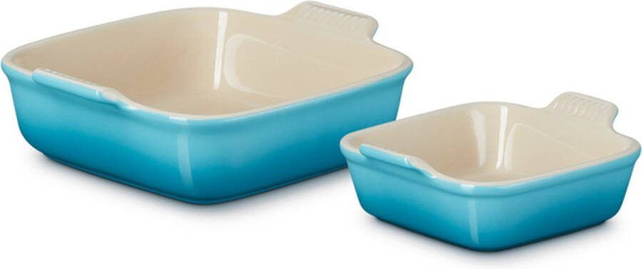 Le Creuset Ovenschaal Vierkant Set Van 2 Stuks Caribean Blue