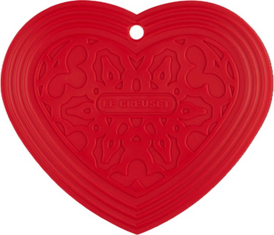 Le Creuset Rode pottenonderzetter Hart Siliconen onderzetter in de vorm van een hartje