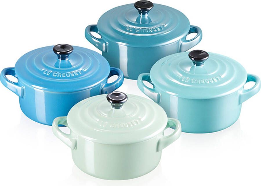 Le Creuset set van 4 aardewerken mini braadpannen CM C DT M