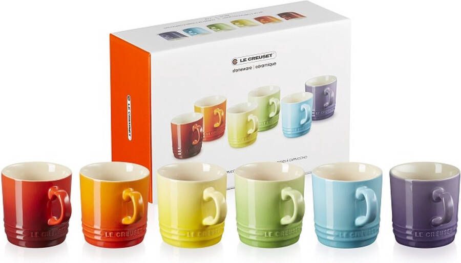 Le Creuset Set Van 6 koffiebekers 200 ml Regenboog Kleuren