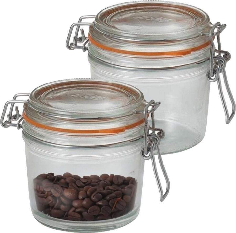 Le Parfait Voorraad weckpot 2x glas transparant 10 x 8 5 cm 350 ml