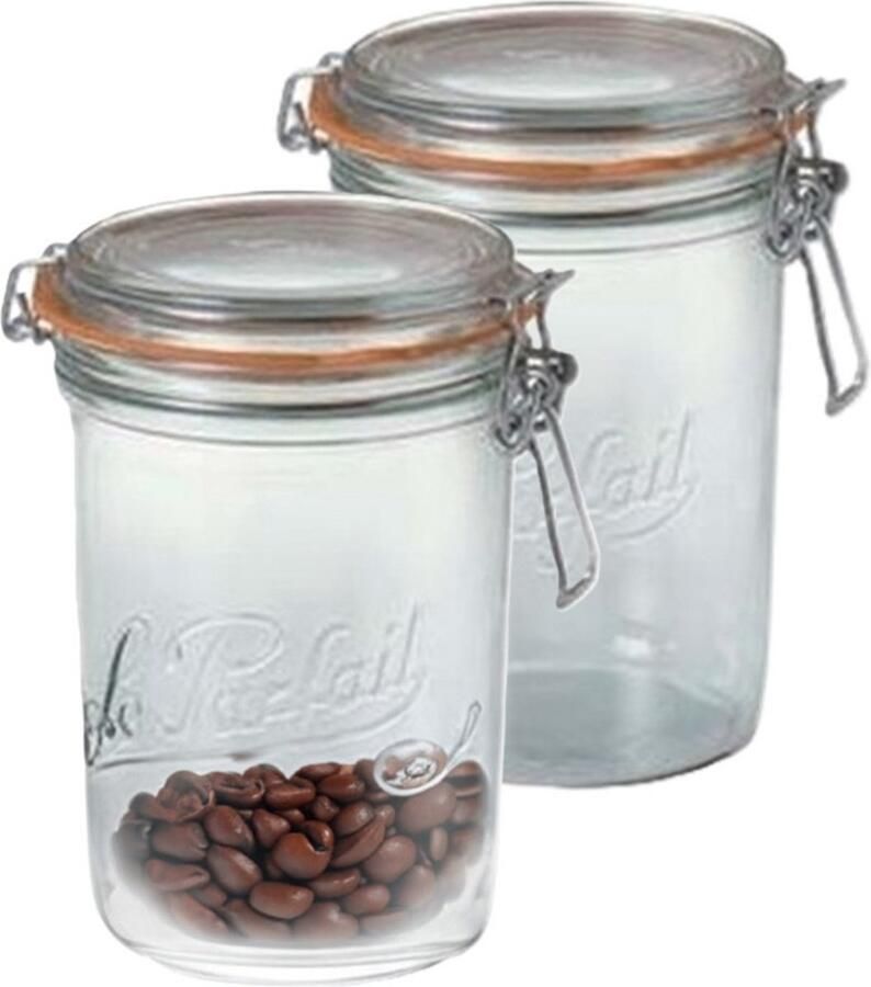 Le Parfait Voorraad weckpot 2x glas transparant 17 5 x 10 cm 1 L