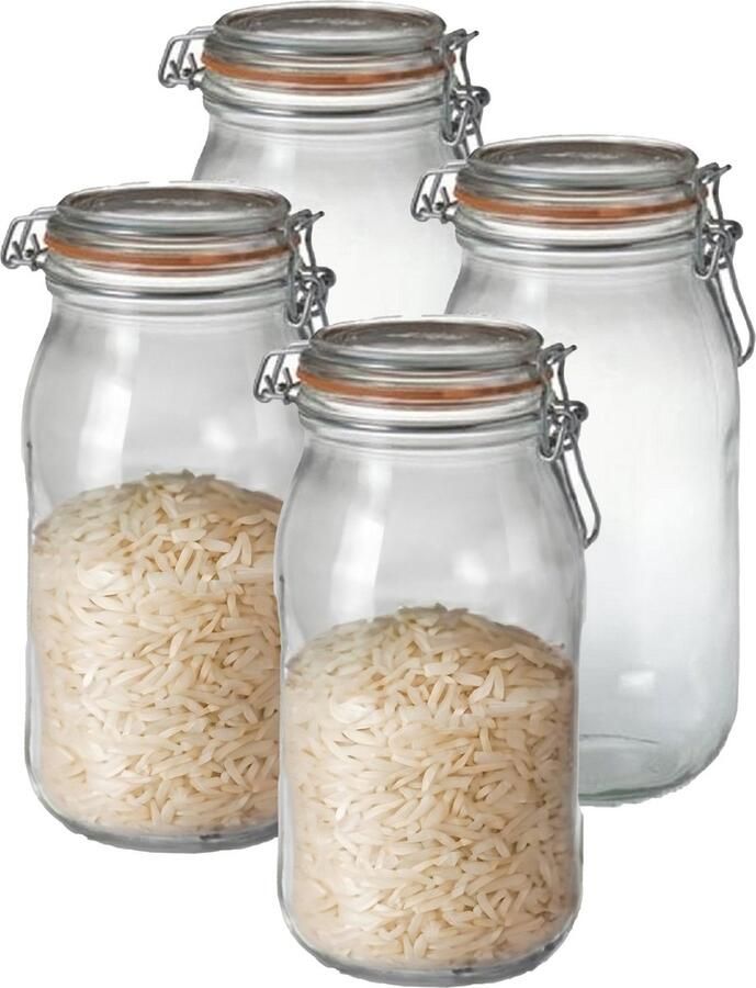 Le Parfait Voorraad weckpot 4x glas transparant 25 2 x 8 5 cm 2 L