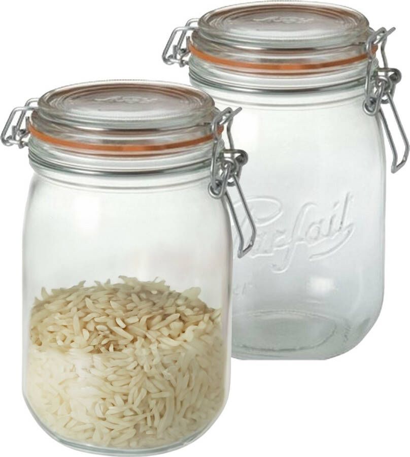 Le Parfait Voorraad weckpot 2x glas transparant 17 6 x 8 5 cm 1 L