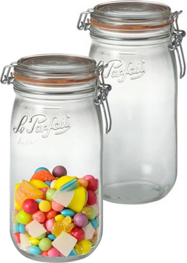 Le Parfait Voorraad weckpot 2x glas transparant 22 x 10 cm 1 5 L