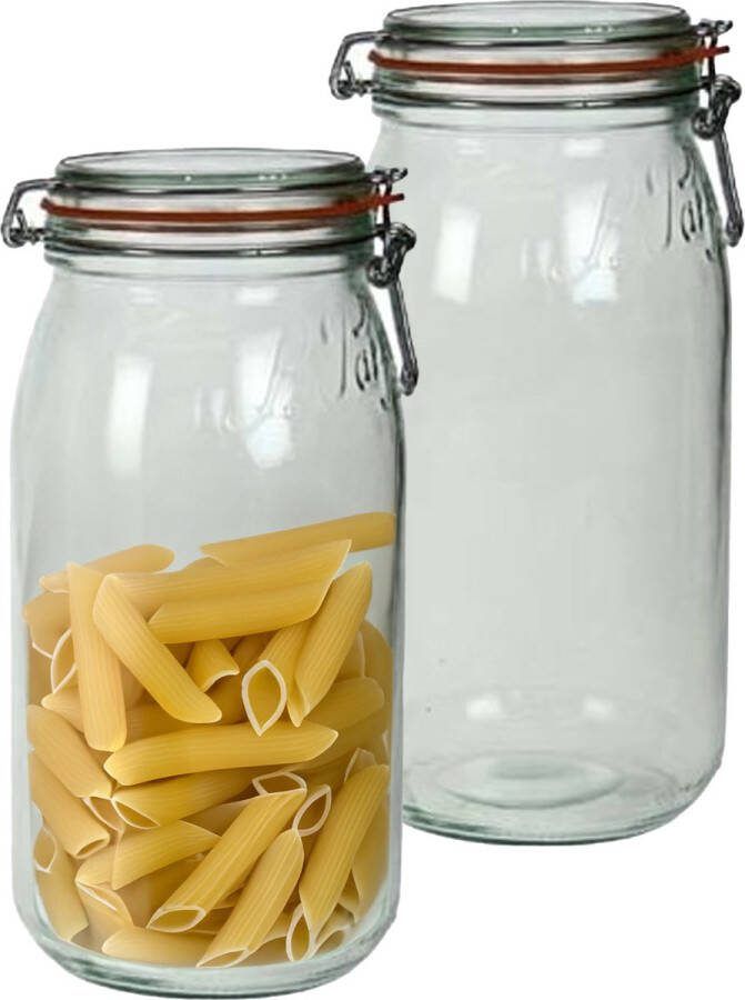 Le Parfait Voorraad weckpot 2x glas transparant 28 x 13 cm 3 L