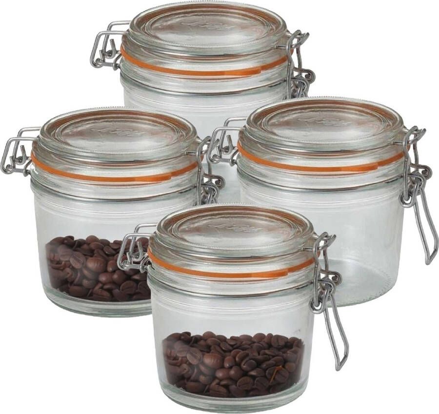 Le Parfait Voorraad weckpot 4x glas transparant 10 5 x 10 cm 500 ml
