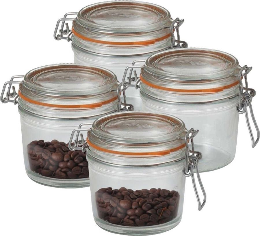 Le Parfait Voorraad weckpot 4x glas transparant 10 x 8 5 cm 350 ml
