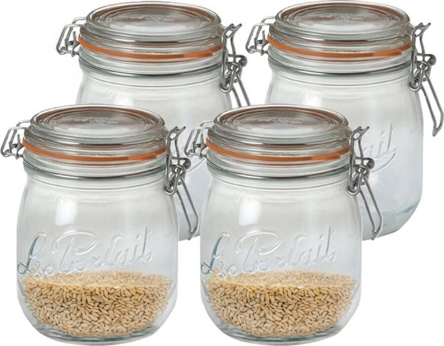 Le Parfait Voorraad weckpot 4x glas transparant 11 x 8 5 cm 500 ml