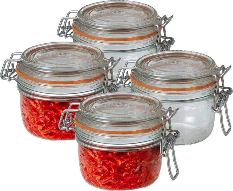 Le Parfait Voorraad weckpot 4x glas transparant 7 x 7 cm 125 ml