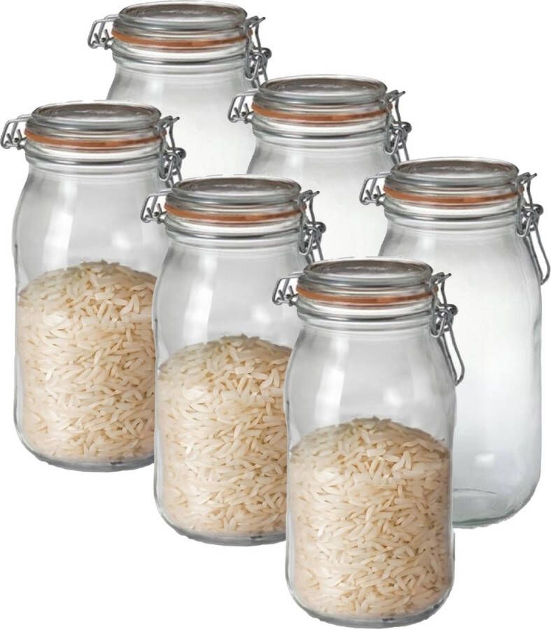 Le Parfait Voorraad weckpot 6x glas transparant 25 2 x 8 5 cm 2 L