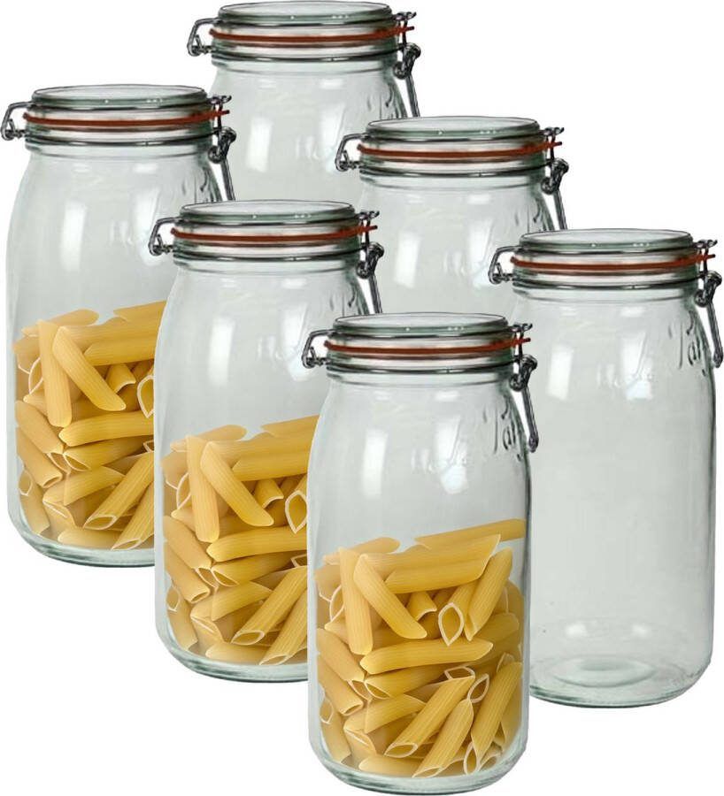 Le Parfait Voorraad weckpot 6x glas transparant 28 x 13 cm 3 L