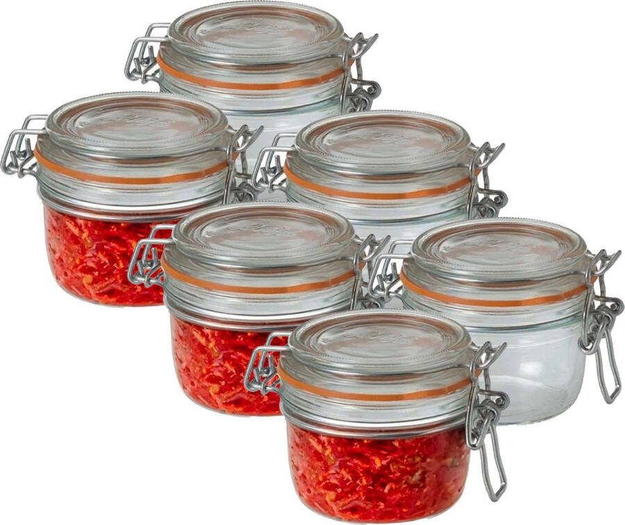 Le Parfait Voorraad weckpot 6x glas transparant 7 x 7 cm 125 ml