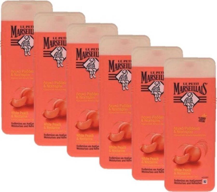 LE PETIT MARSEILLAIS Le Petit Marseiliais Douchegel White Peach & Nectarine 6 x 400 ml