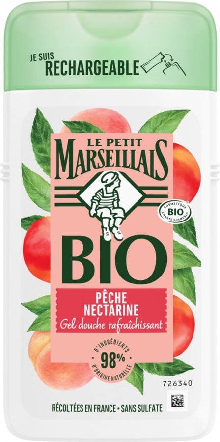 LE PETIT MARSEILLAIS Verfrissende Perzik Nectarine Biologische Douchegel 250 ml