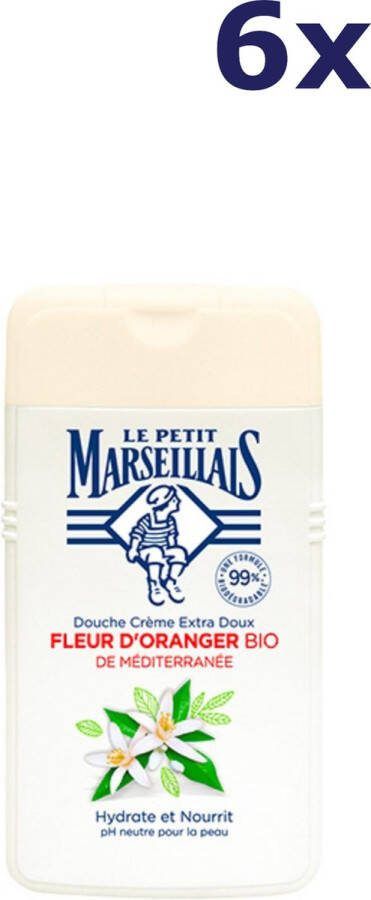 Le Petit Marseilliais 6x Le Petit Marseillais Douchegel 250ML Oranjebloesems Wit