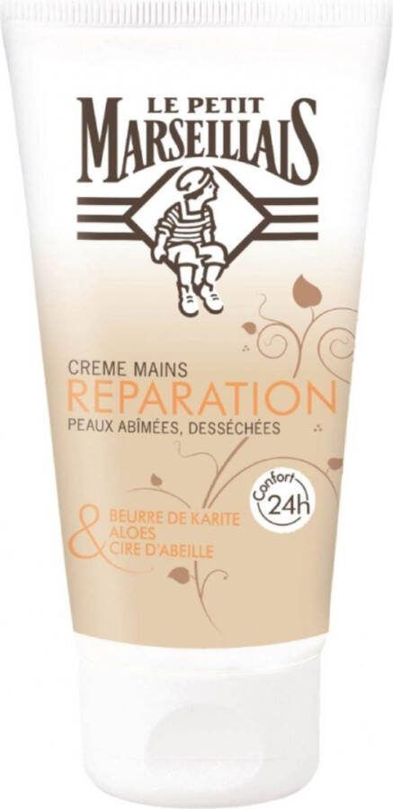 Le Petit Marseilliais Le petit Marseiliais handcreme aloe 75 ml reparation voor beschadigde en droge huid herstellend hydraterend en verzorgend 24 uur comfort PH huidneutraal