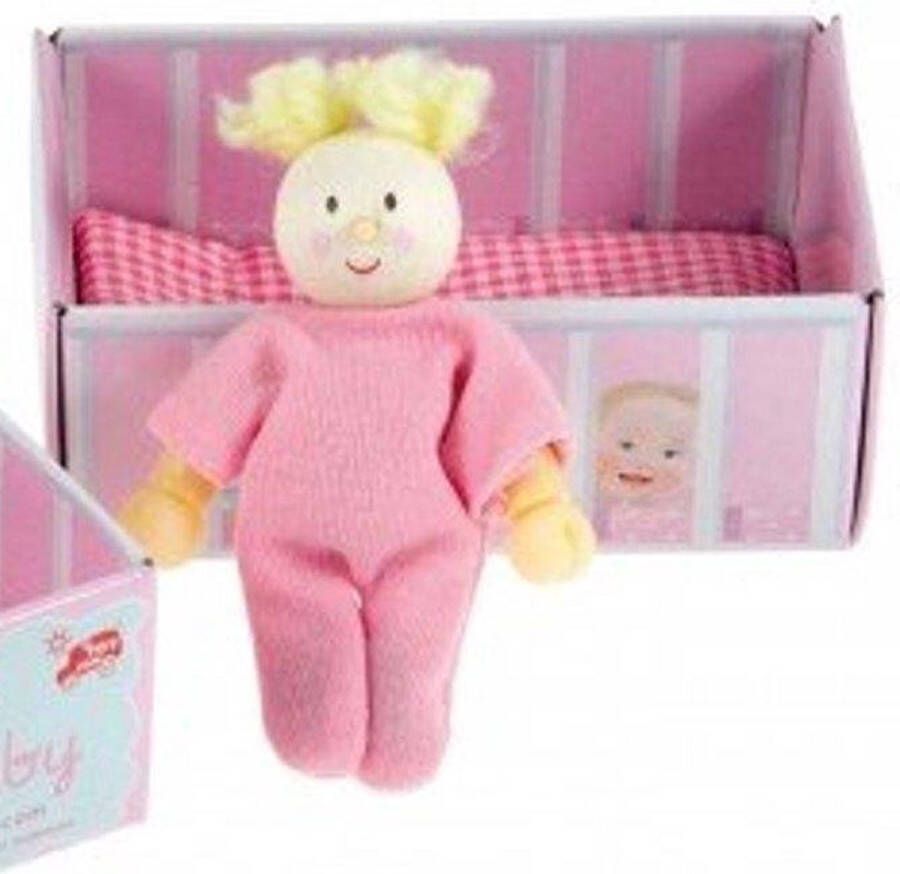 Le Toy van Poppenhuis Lalababy Blond meisje in een roze pyjama