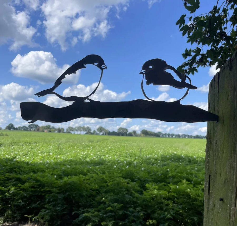 Leafbird Metalen Vogel Tuinsteker Roest Tuindecoratie voor buiten Boomdecoratie Musjes