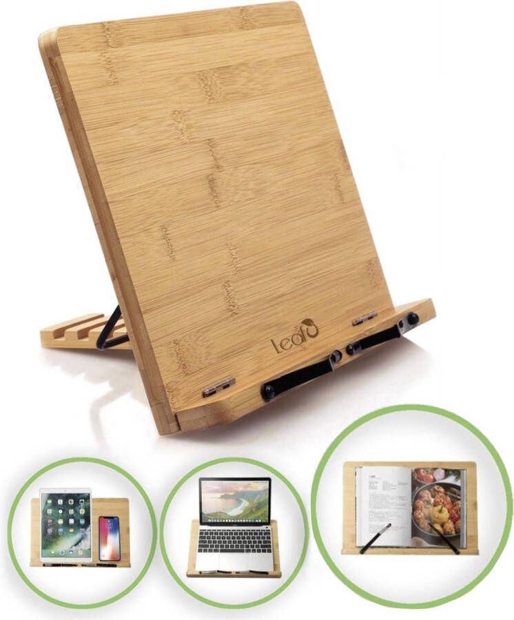 Leafu Leesboek Standaard Bamboe Boekenstandaard Kookboekstandaard iPad Standaard Tablet Standaard Boekenhouder Book holder