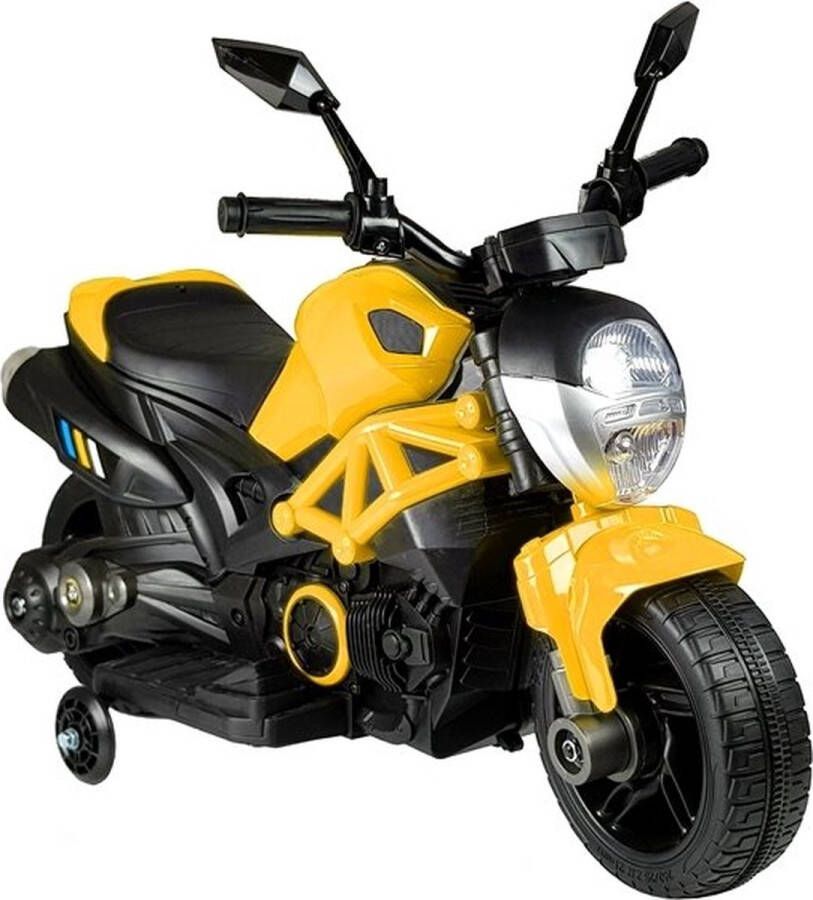 LEAN TOYS Elektrische naked bike kindermotor motor voor kinderen tot 25kg max 1-3 km h geel kids accu motor