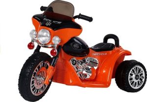 LEAN TOYS Elektrische politie chopper trike motor voor kinderen tot 25kg max 1-3 km h oranje kids motor kindermotor politiemotor