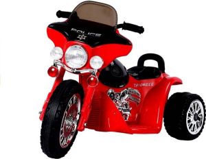 LEAN TOYS Elektrische politie chopper trike motor voor kinderen tot 25kg max 1-3 km h rood kids motor kindermotor politiemotor