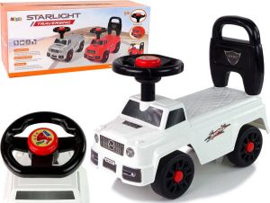 Lean Toys Starlight Traversing Mercedes Look Loopauto Met Claxon En Rugsteun Vanaf 1 Jaar 47 X 22 X 39 Cm Wit