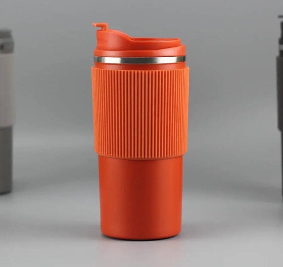 Lebo To-Go Koffiebeker Thermosbeker RVS 450 ML Oranje Rood