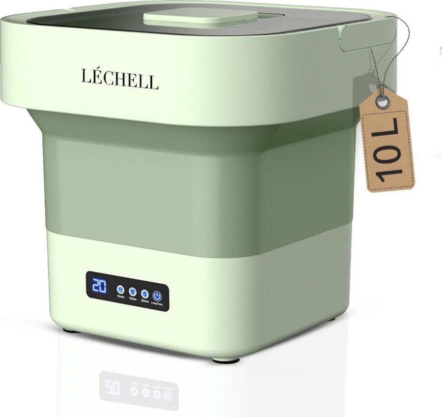 Léchell Mini Wasmachine Camping wasmachine 10L Energiezuinig Opvouwbaar Wasmachine Compact Groen
