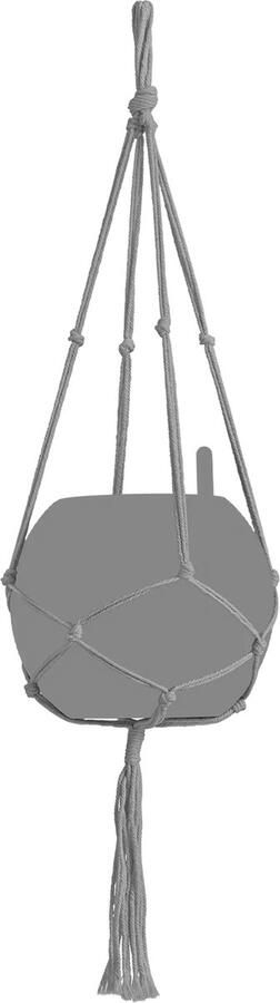 Lechuza Macramé Cotton PURE 90 Plantenhanger 90 cm lengte grijs 100% katoen
