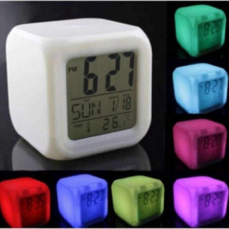 LED-clocks 2X Klok met led verlichting Wekker Thermometer Kalender Klokje staand Wekker