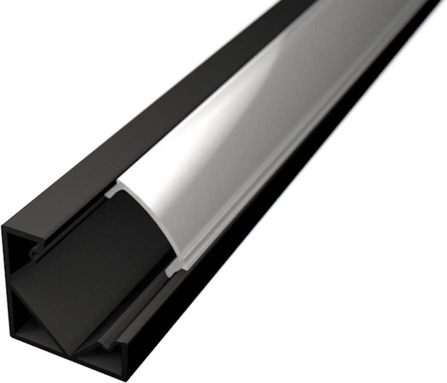 Leddle Aluminium Hoekprofiel Zwart Voor Led Strip Inclusief Dekking Voor Profiel-Slim line -100CM (1M)
