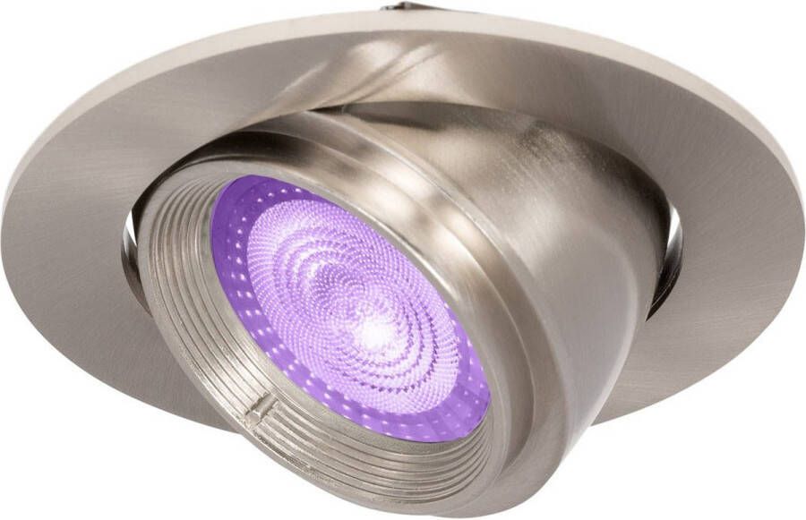 Ledinbouwspotsleds.nl LED inbouwspot Nikkel Dimbaar 5 Watt 2200-6500K Dim To Warm & 16 Miljoen Colors IP21 (Stofdicht) Inbouwdiepte 65 mm