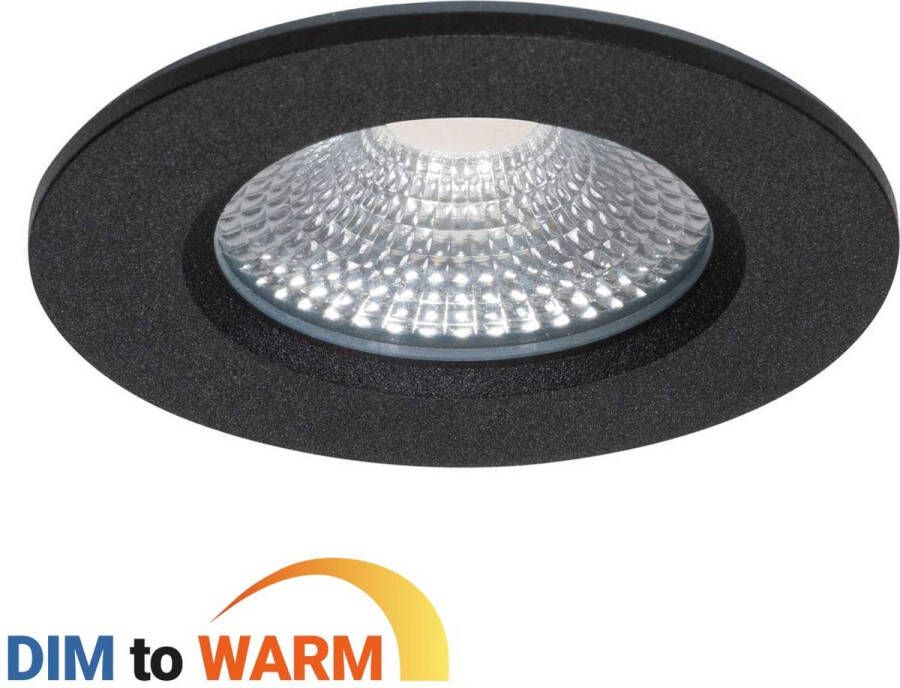 Ledinbouwspotsleds.nl LED inbouwspot Zwart Energiezuinig 5 Watt 1800-2700K Dim To Warm IP65 (Stof spat en straalwaterdicht) Inbouwdiepte 25 mm