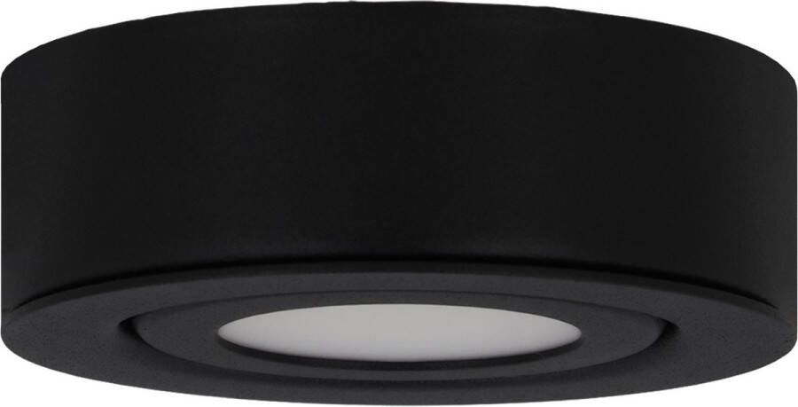 Ledinbouwspotsleds.nl LED opbouwspot Zwart Dimbaar 3 Watt 3000K Warm Wit IP44 (Stof en spatwaterdicht) Lichthoek 90 graden