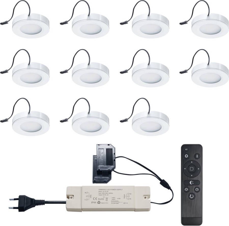 Ledisons Adria 11 witte LED opbouwspots met afstandsbediening dimbaar 3 jaar garantie 2700K (extra warm-wit) 200 Lumen 3W IP44