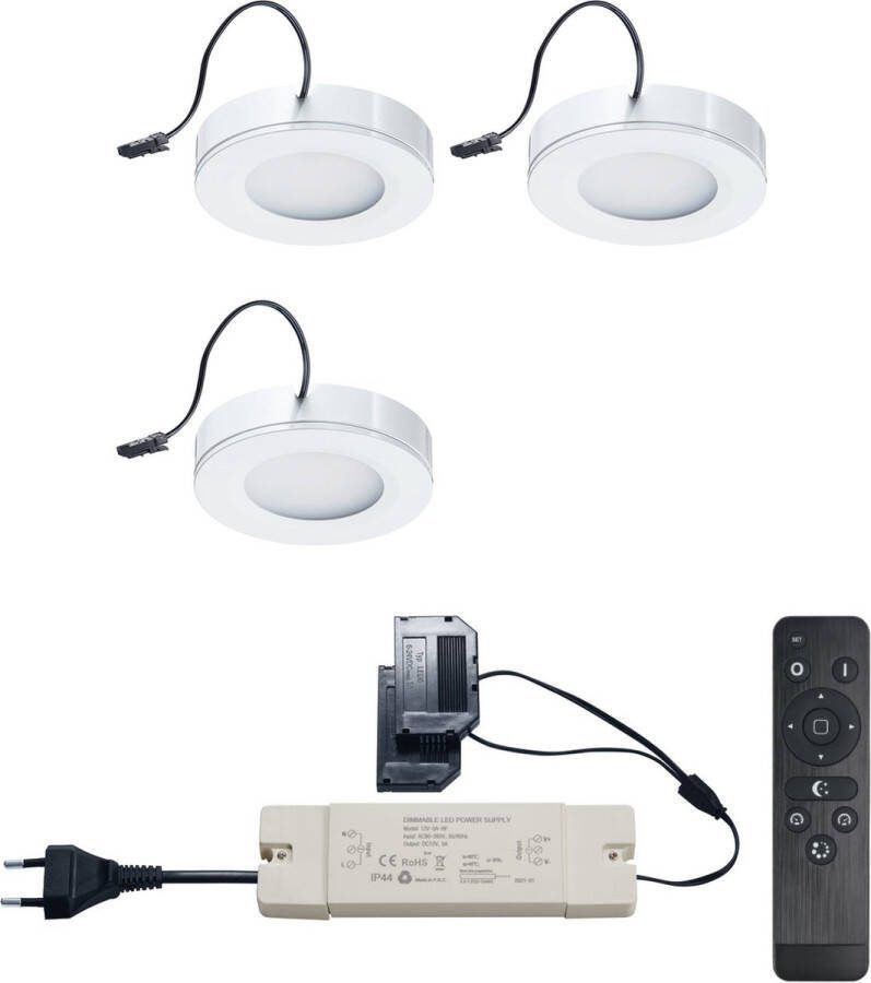 Ledisons Adria 3 witte LED opbouwspots met afstandsbediening dimbaar 3 jaar garantie 2700K (extra warm-wit) 200 Lumen 3W IP44