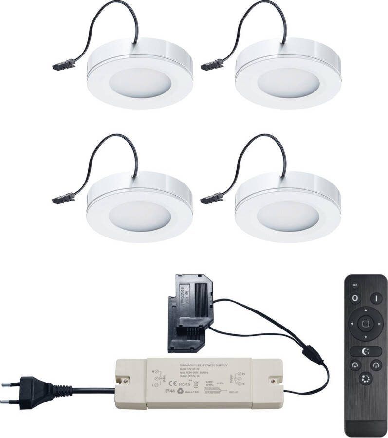 Ledisons Adria 4 witte LED opbouwspots met afstandsbediening dimbaar 3 jaar garantie 2700K (extra warm-wit) 200 Lumen 3W IP44