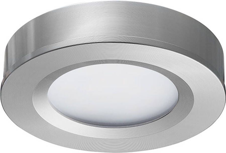 Ledisons Adria zilveren LED opbouwspot met afstandsbediening dimbaar 3 jaar garantie 2700K (extra warm-wit) 200 Lumen 3W IP44