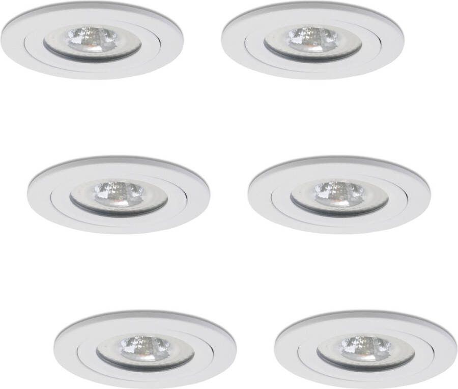 Ledisons LED inbouwspot Sienna set 6 stuks wit Ø82 mm 5 jaar garantie 2700K (extra warm-wit) 450 lumen 5 Watt IP65