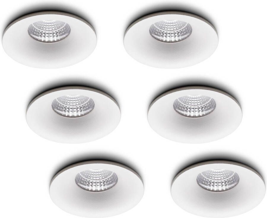 Ledisons LED inbouwspot Villa set 6 stuks wit dimbaar Ø85 mm 5 jaar garantie 2700K (extra warm-wit) 450 lumen 5 Watt IP54