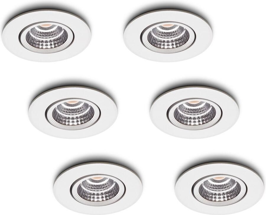 Ledisons LED inbouwspot Fioli set 6 stuks wit dimbaar Ø68 mm 2700K (extra warm-wit) 270 lumen 3 Watt IP21