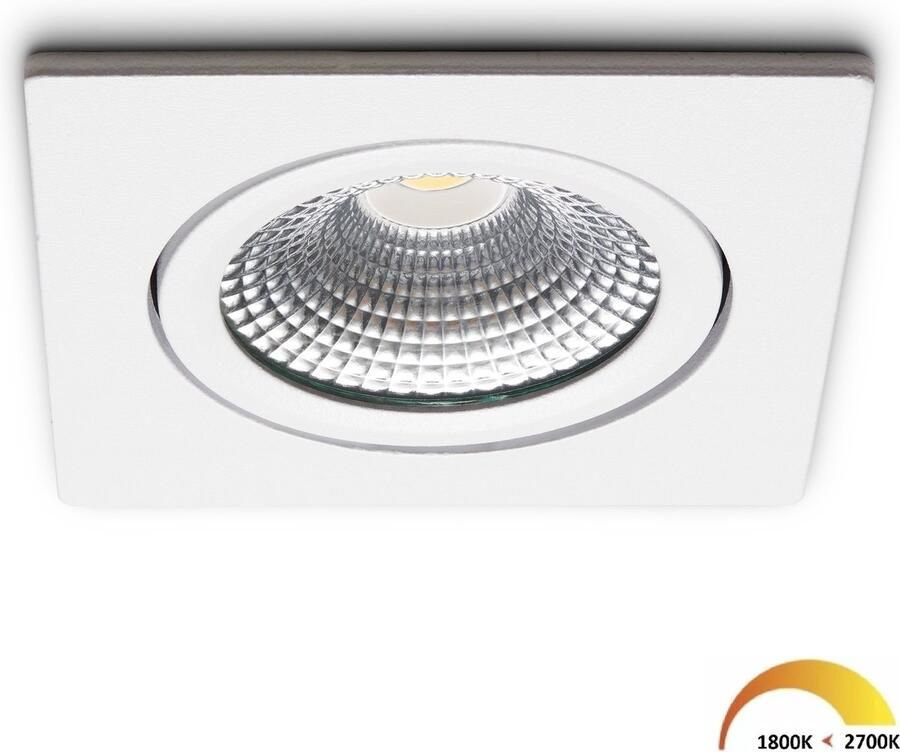 Ledisons LED inbouwspot Trento wit dimbaar Ø75 mm 5 jaar garantie Dim-to-warm 450 lumen 5 Watt IP54