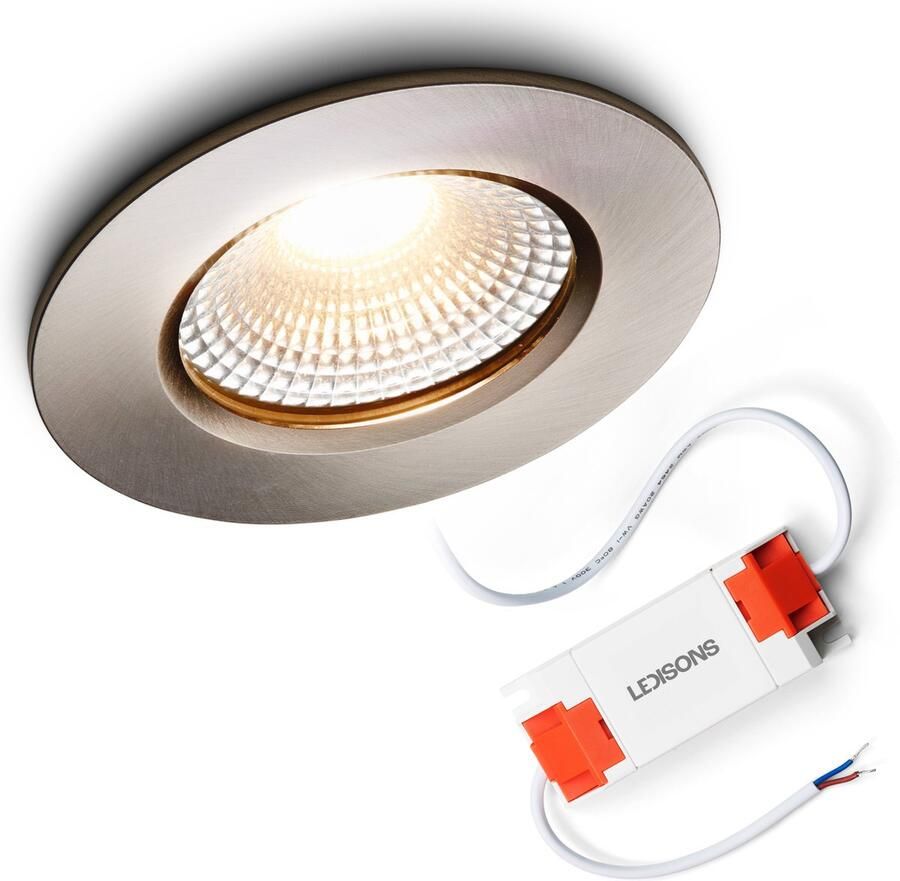 Ledisons LED Inbouwspot Udis RVS 3W Dimbare Spot Warm-Wit IP65 Geschikt voor Woonkamer Badkamer en Keuken Plafondspot RVS Ø68 mm