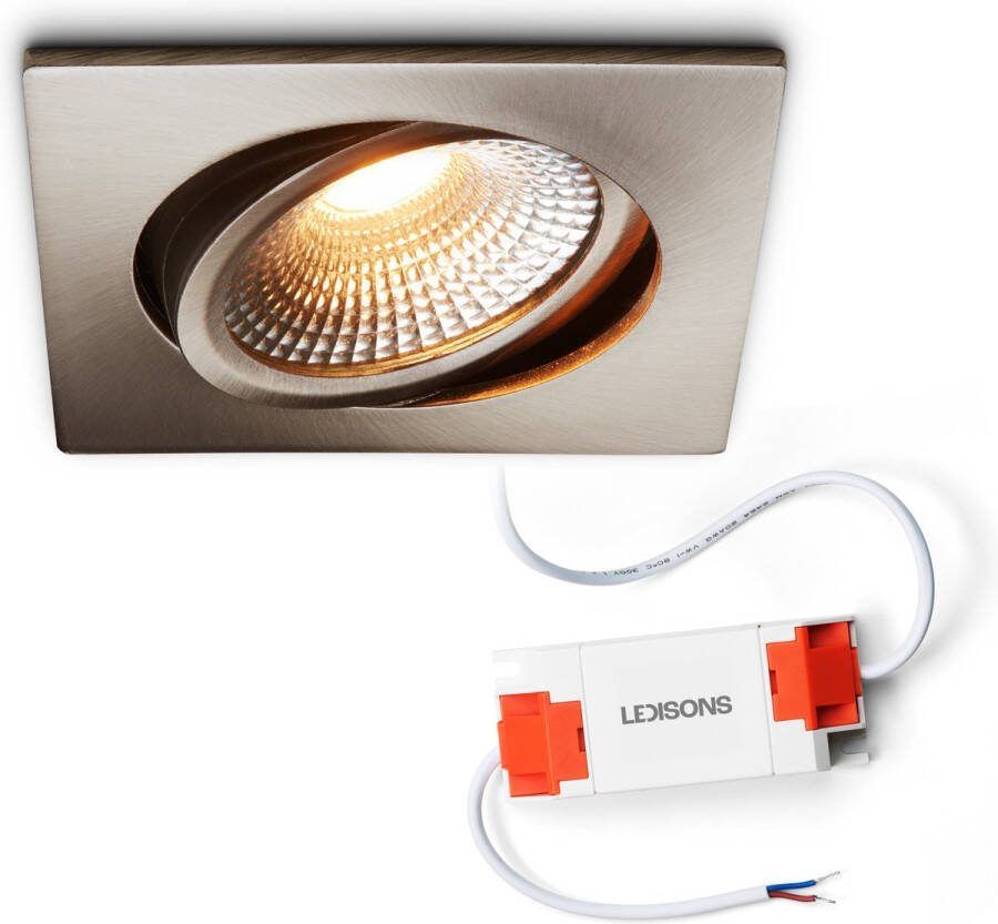 Ledisons Ledsions LED Inbouwspot Trento RVS 5W Dimbare Spot Dim-To-Warm IP54 Geschikt voor Woonkamer Badkamer en Keuken Plafondspot RVS Ø75 mm