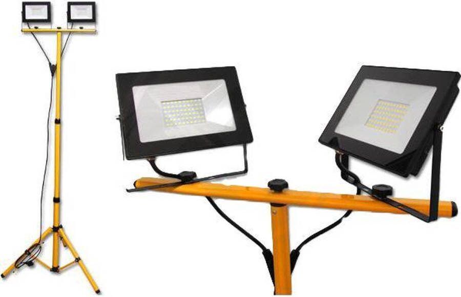 LedLoket Dubbele LED Bouwlamp 2x 50W op statief 4500K Daglicht wit
